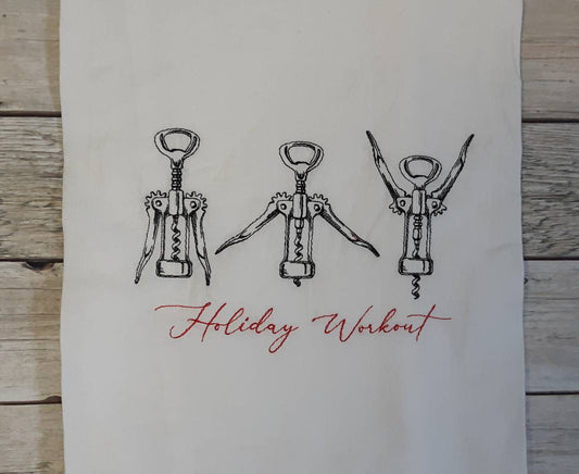 Embroidered Holiday Flour Sack Towel