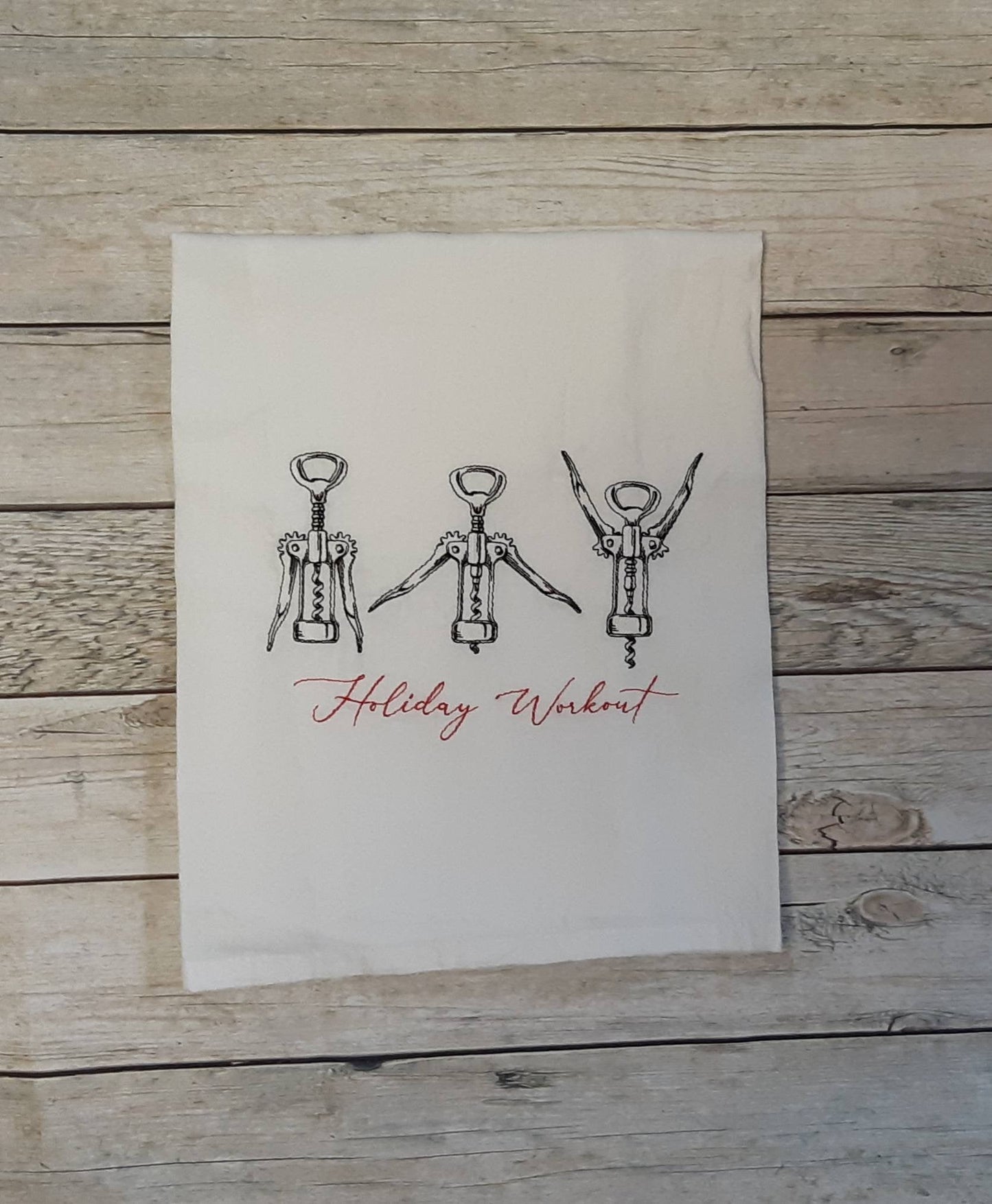 Embroidered Holiday Flour Sack Towel