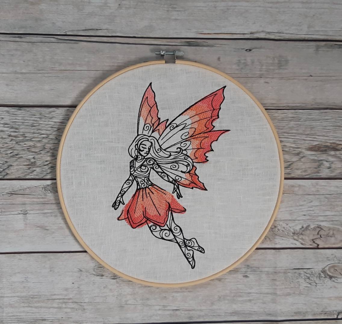 Embroidered Fairy Hoop Art , 10 inch Hoop