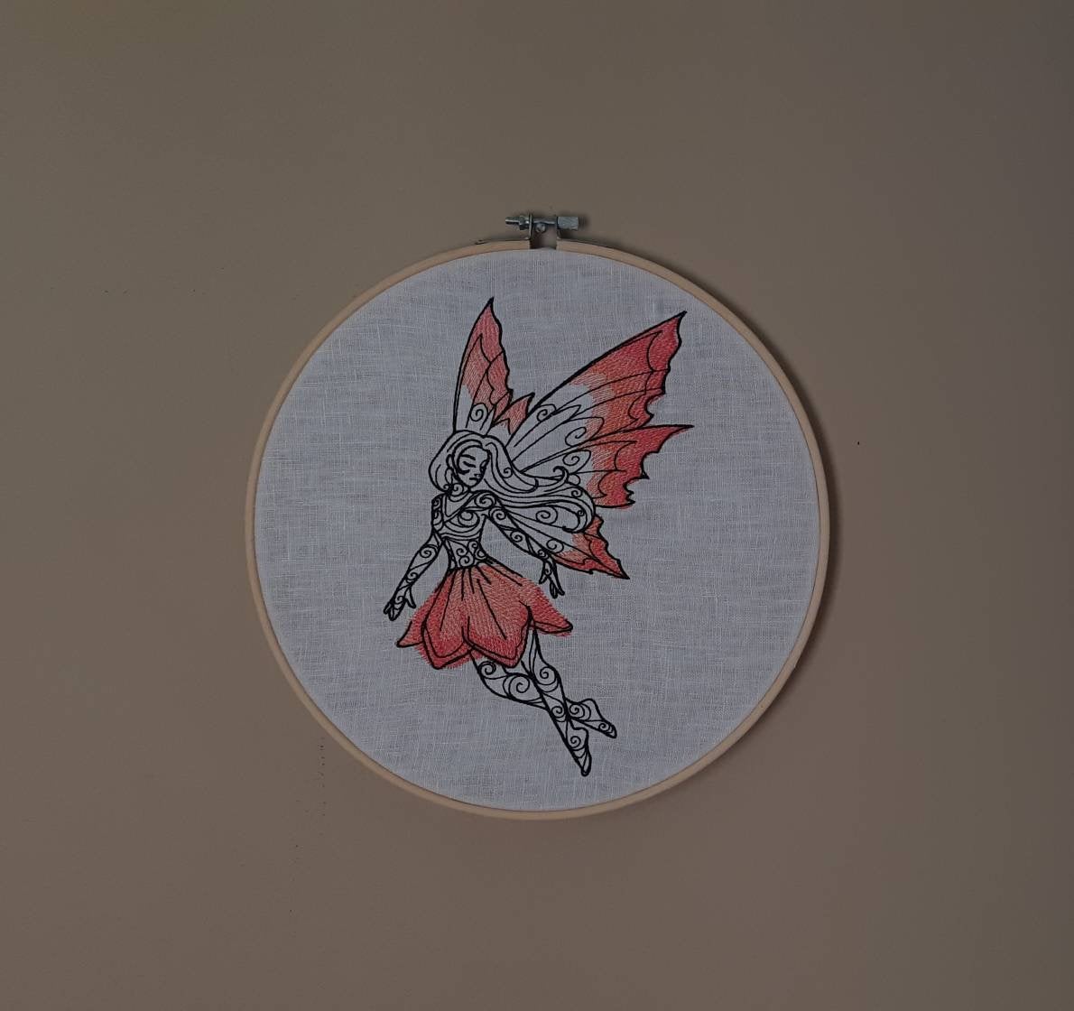 Embroidered Fairy Hoop Art , 10 inch Hoop