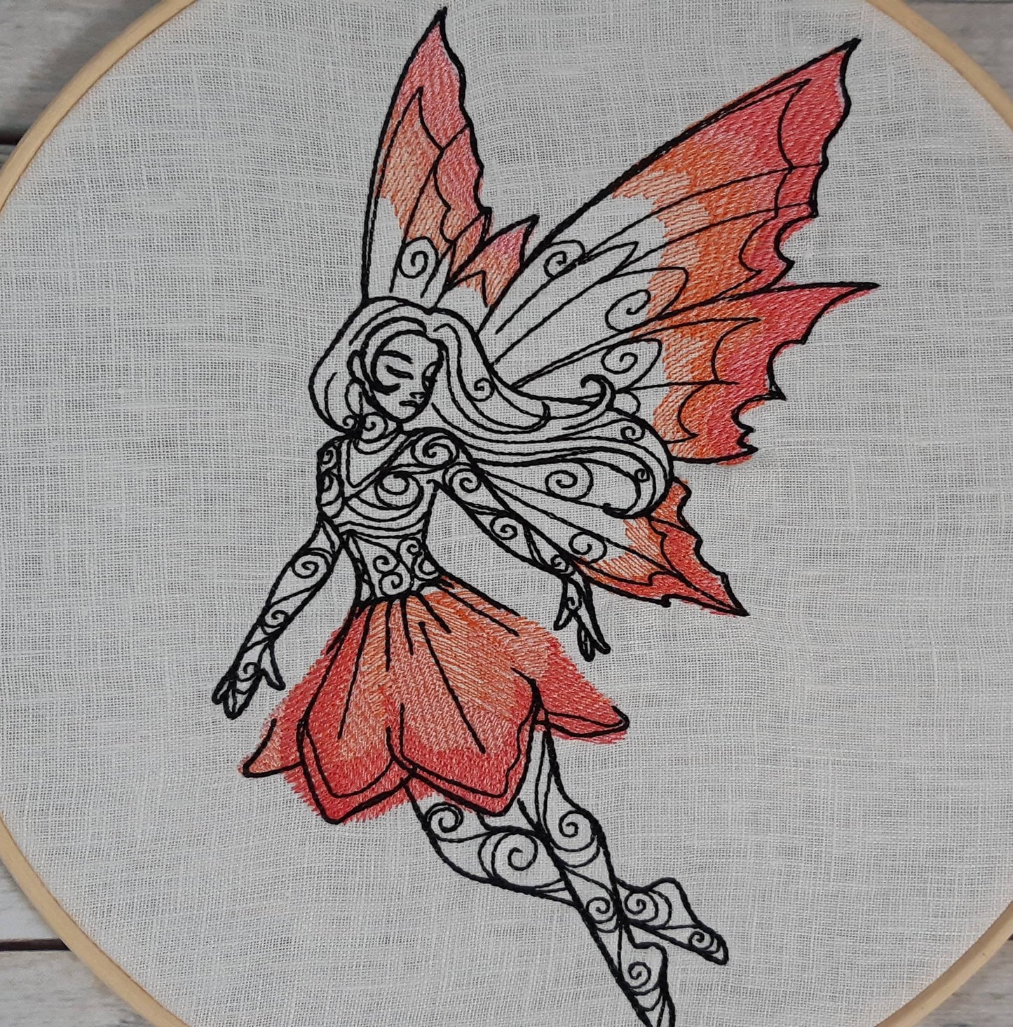 Embroidered Fairy Hoop Art , 10 inch Hoop