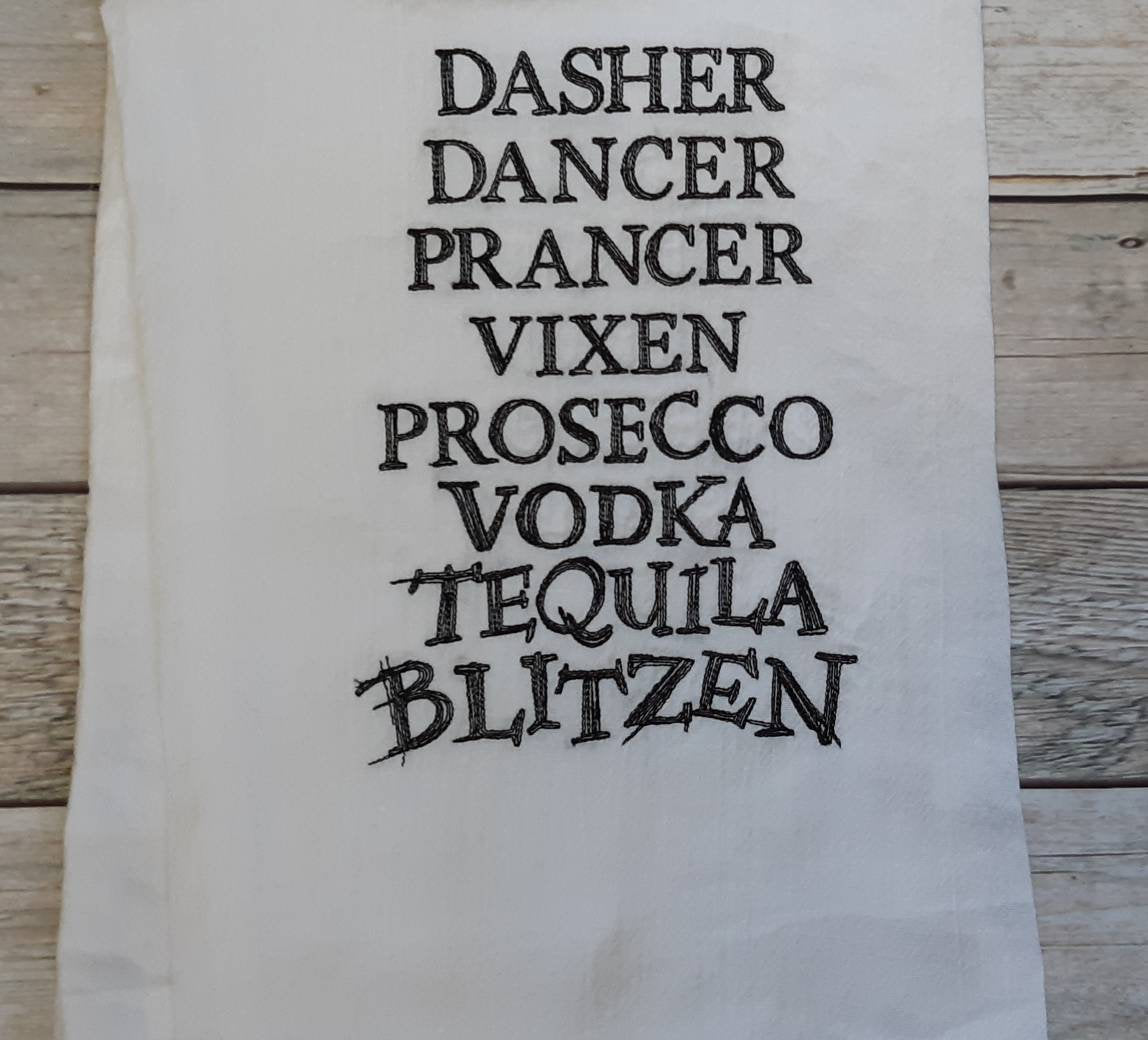 Embroidered Holiday Flour Sack Towel