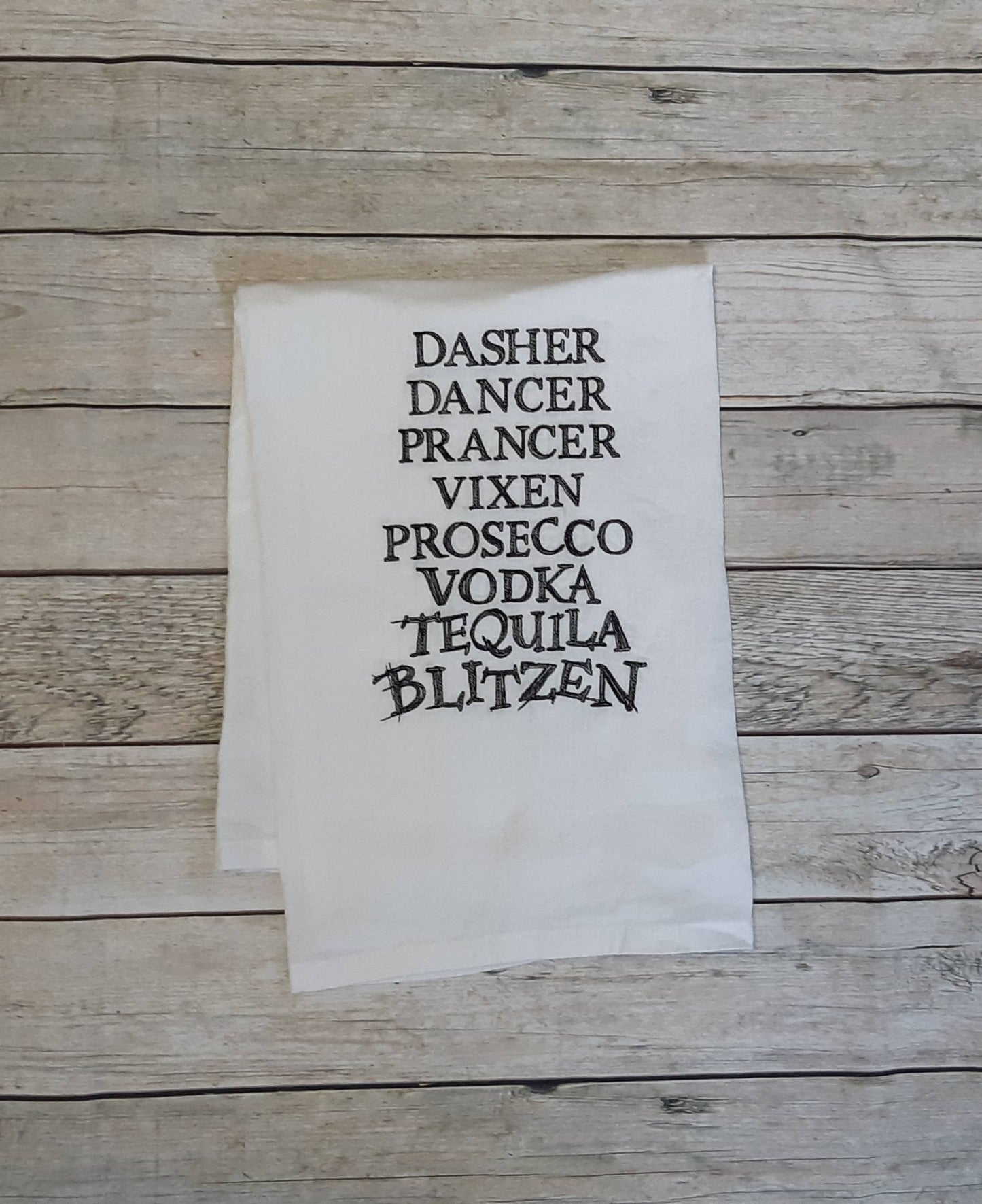 Embroidered Holiday Flour Sack Towel