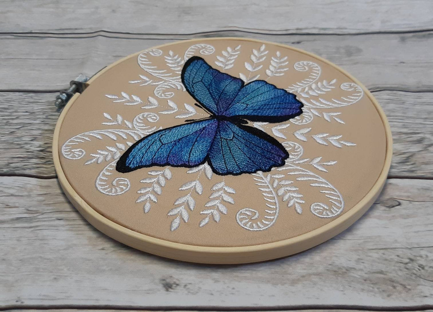 Blue Butterfly Wall Decor, 8 inch hoop