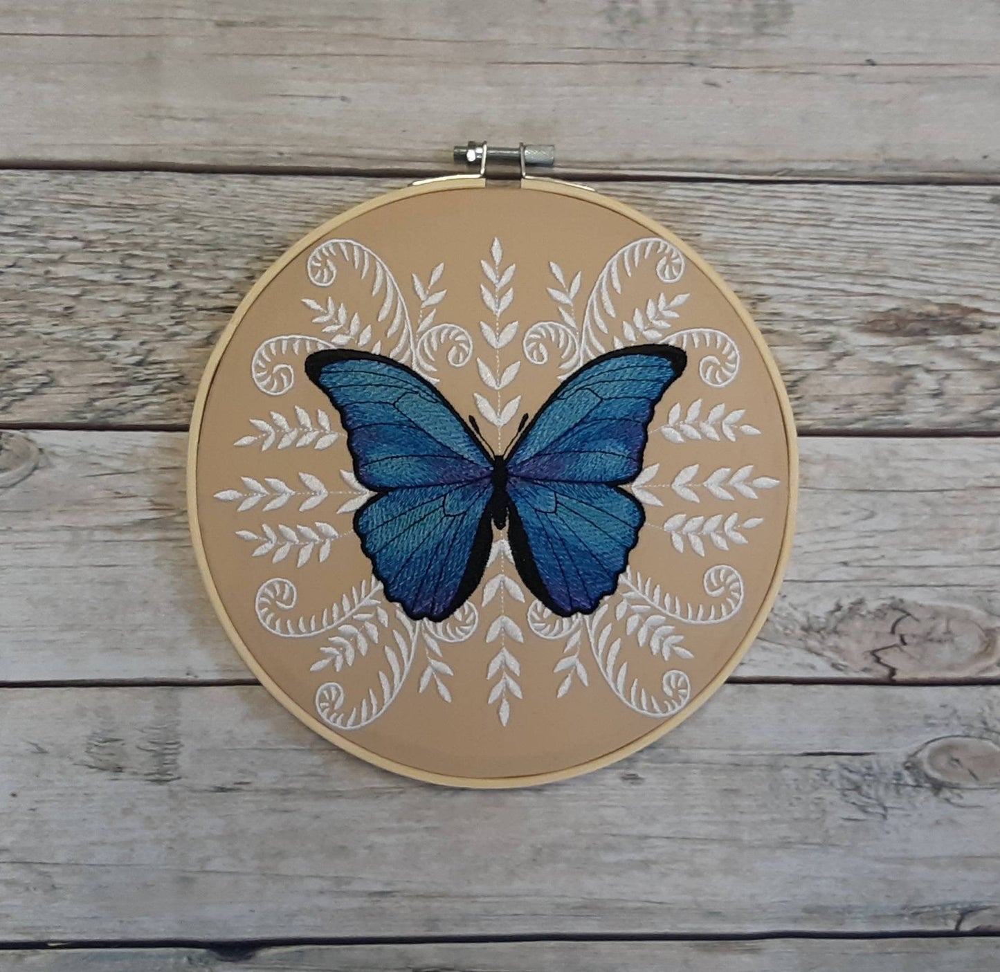 Blue Butterfly Wall Decor, 8 inch hoop