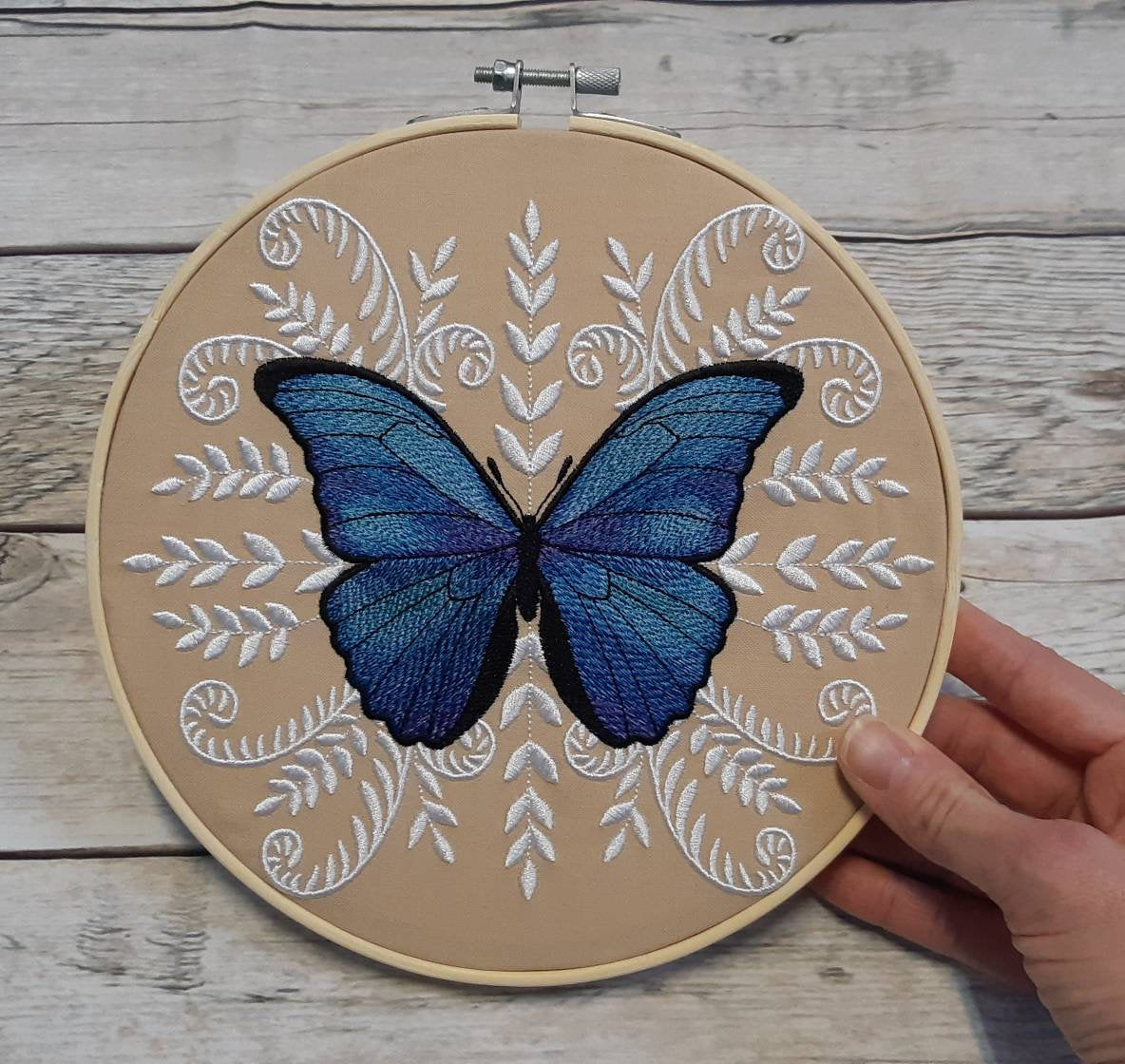 Blue Butterfly Wall Decor, 8 inch hoop