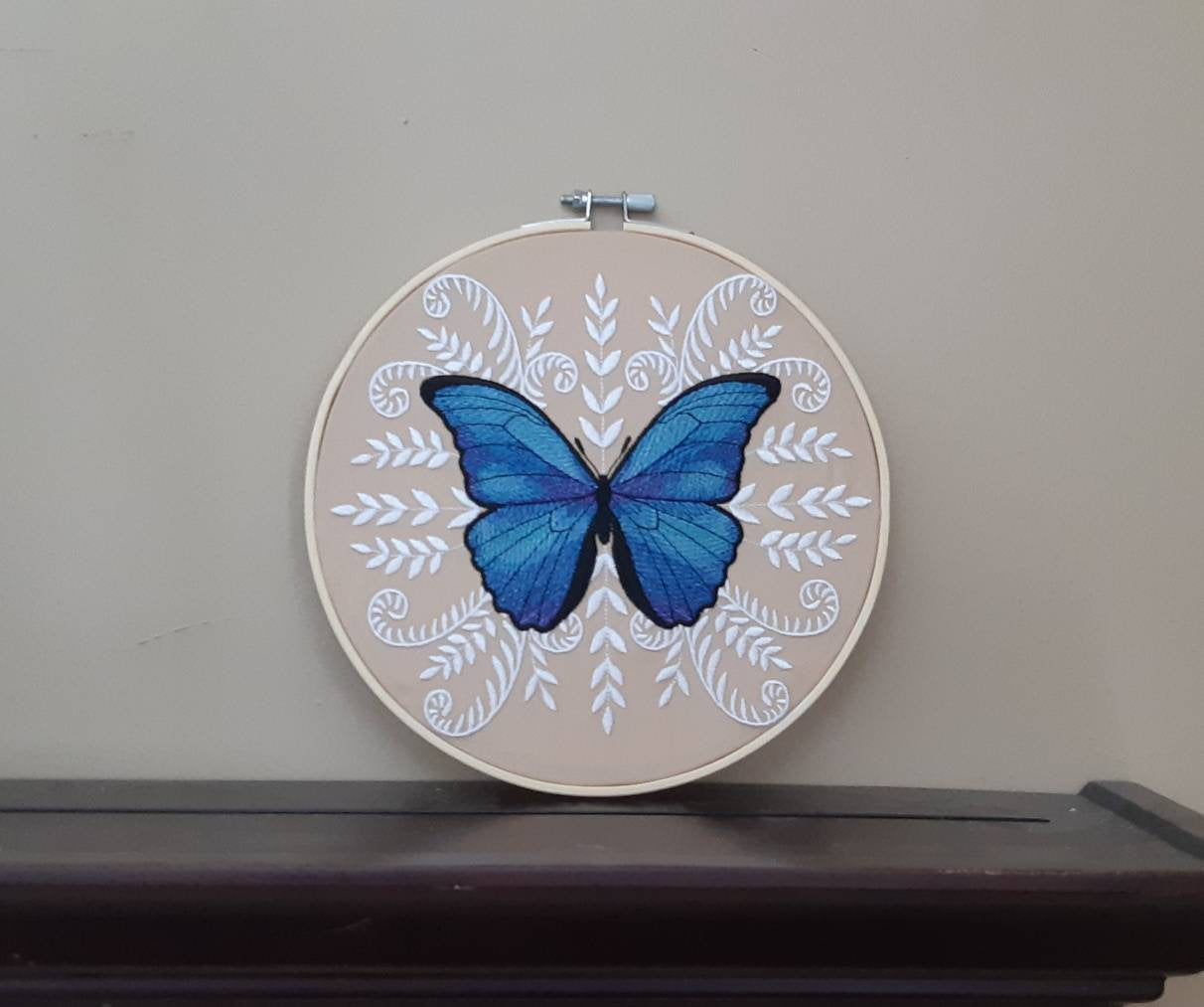 Blue Butterfly Wall Decor, 8 inch hoop