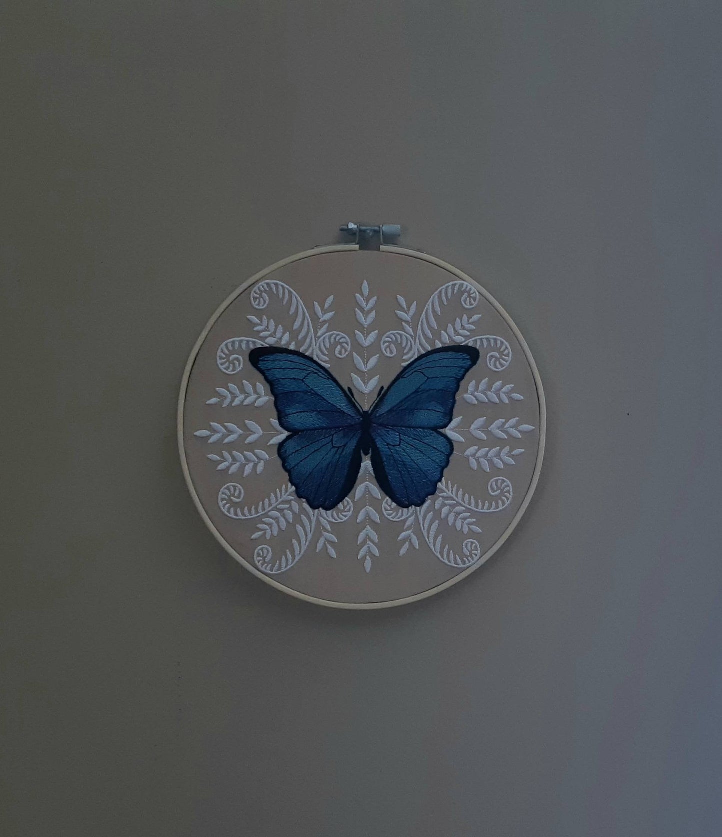 Blue Butterfly Wall Decor, 8 inch hoop