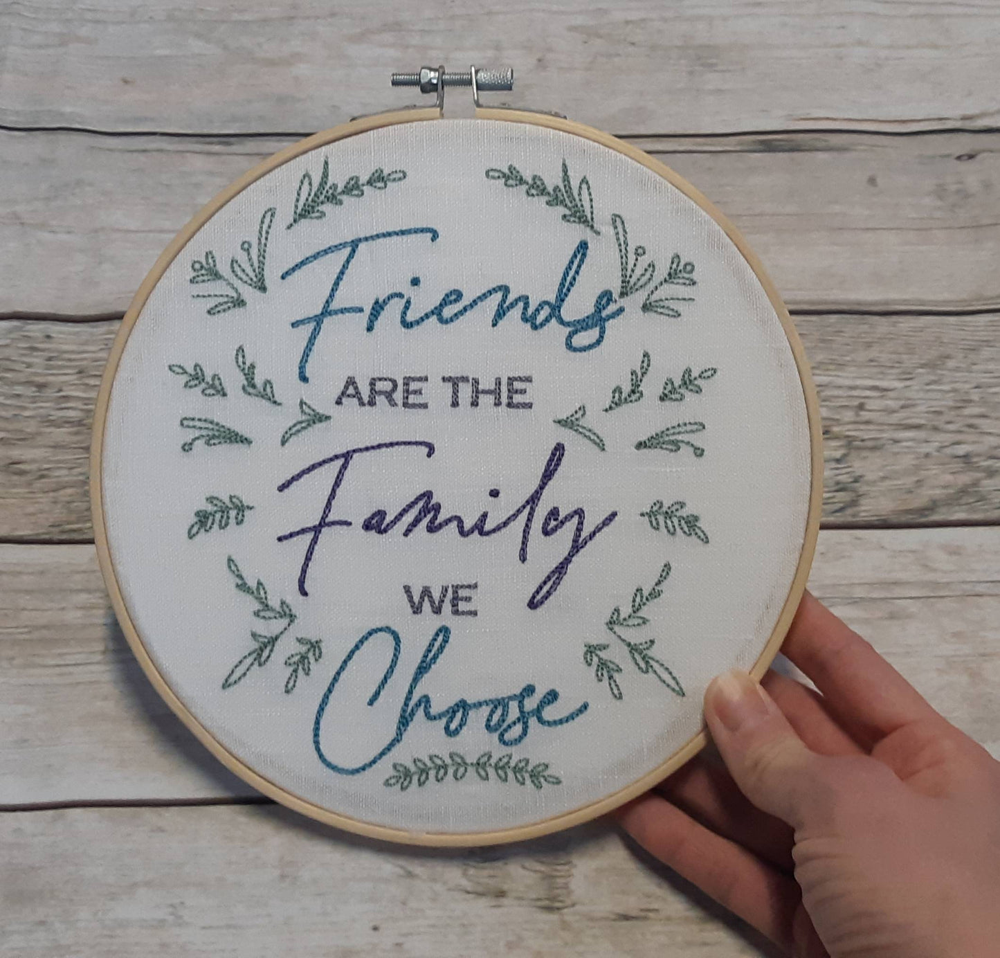 Friends are the Family We Choose Embroidered Hoop Art, 8" hoop