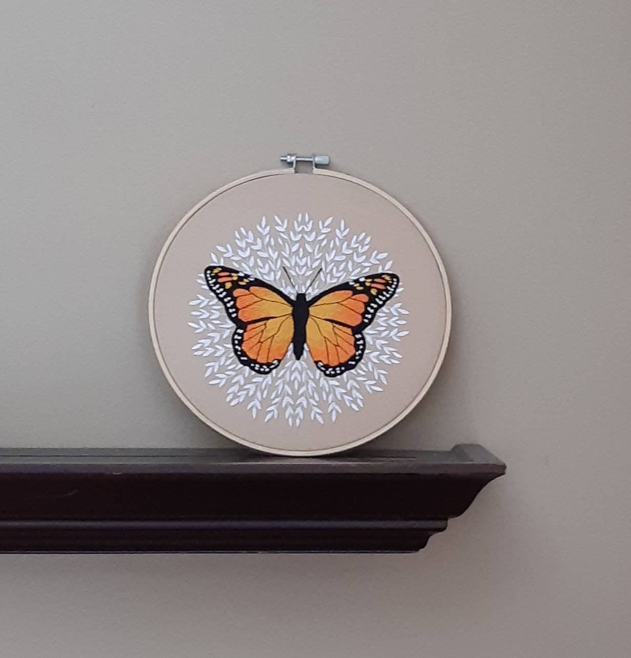 Monarch Butterfly Wall Decor,  8 inch hoop,