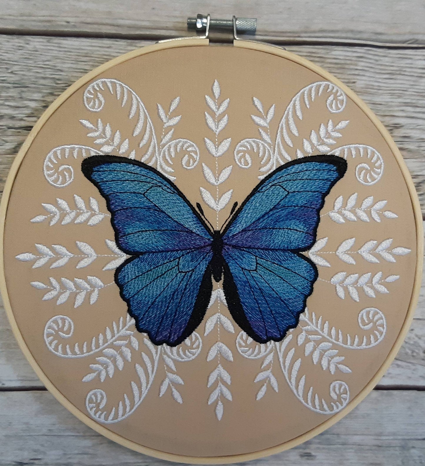 Blue Butterfly Wall Decor, 8 inch hoop