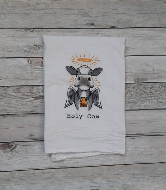 Embroidered Holy Cow Flour Sack Towel