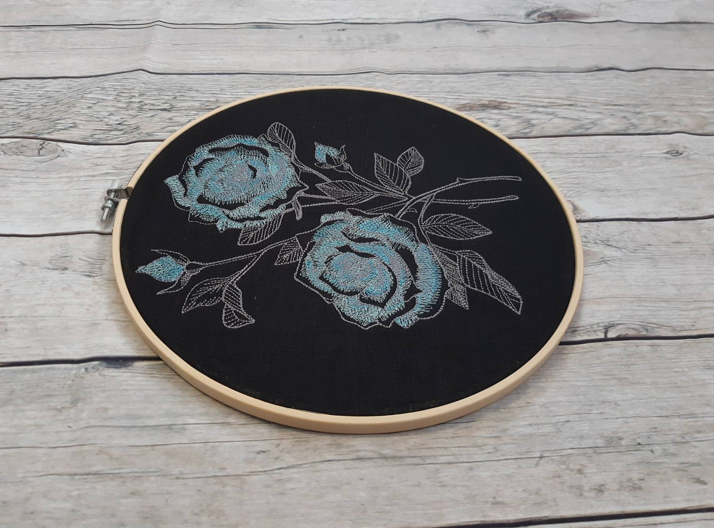 Embroidered Rose Hoop Art, 10 inch Hoop