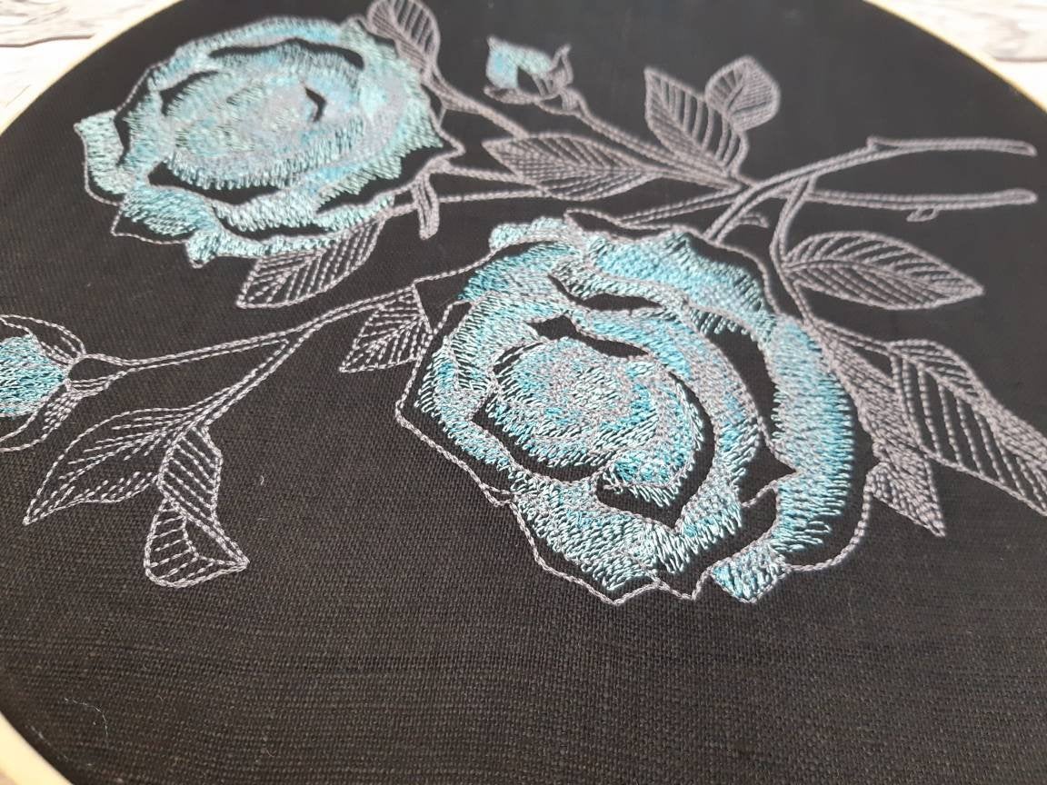 Embroidered Rose Hoop Art, 10 inch Hoop