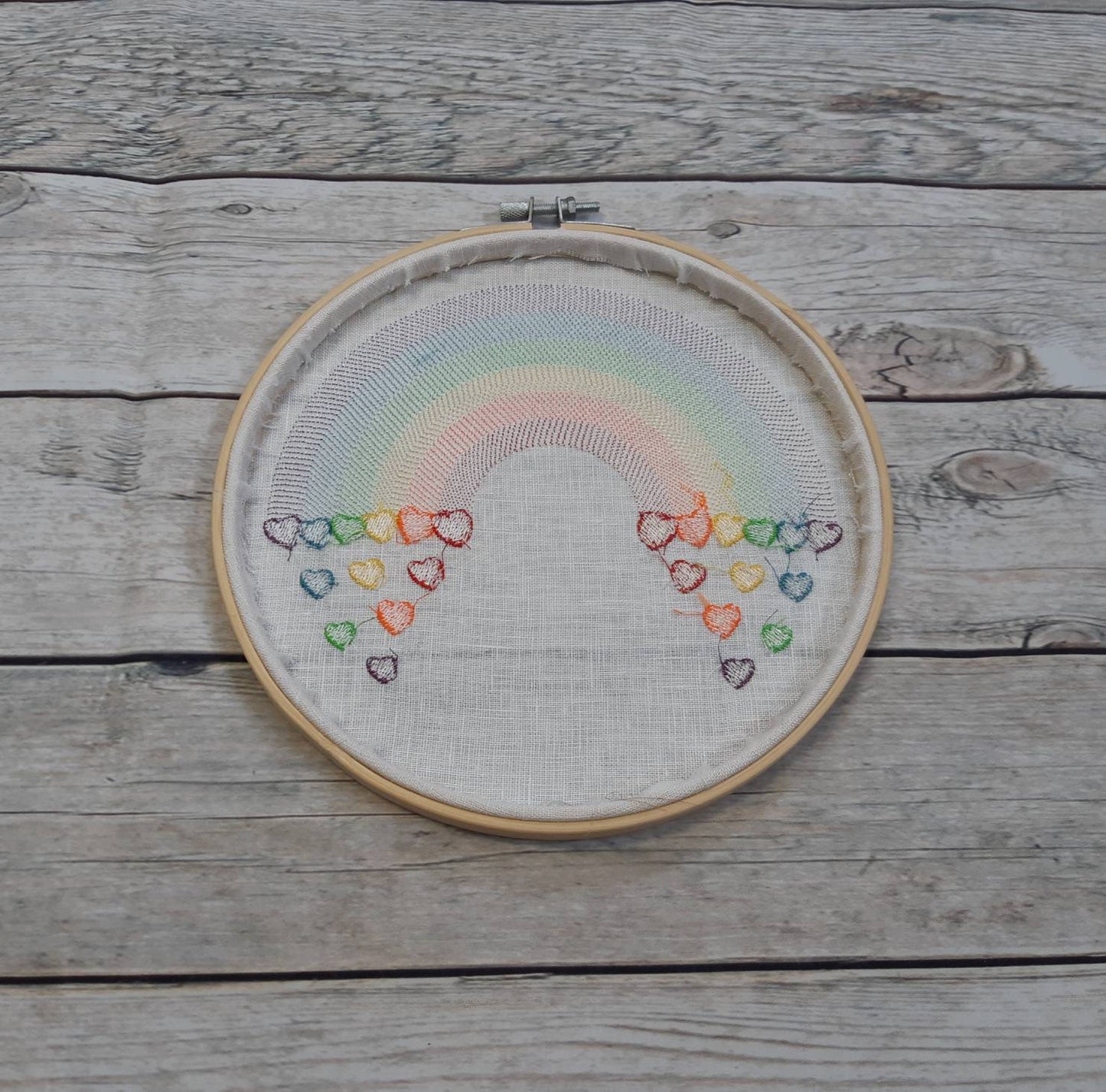 Rainbow Embroidered hoop art, 8 inch hoop