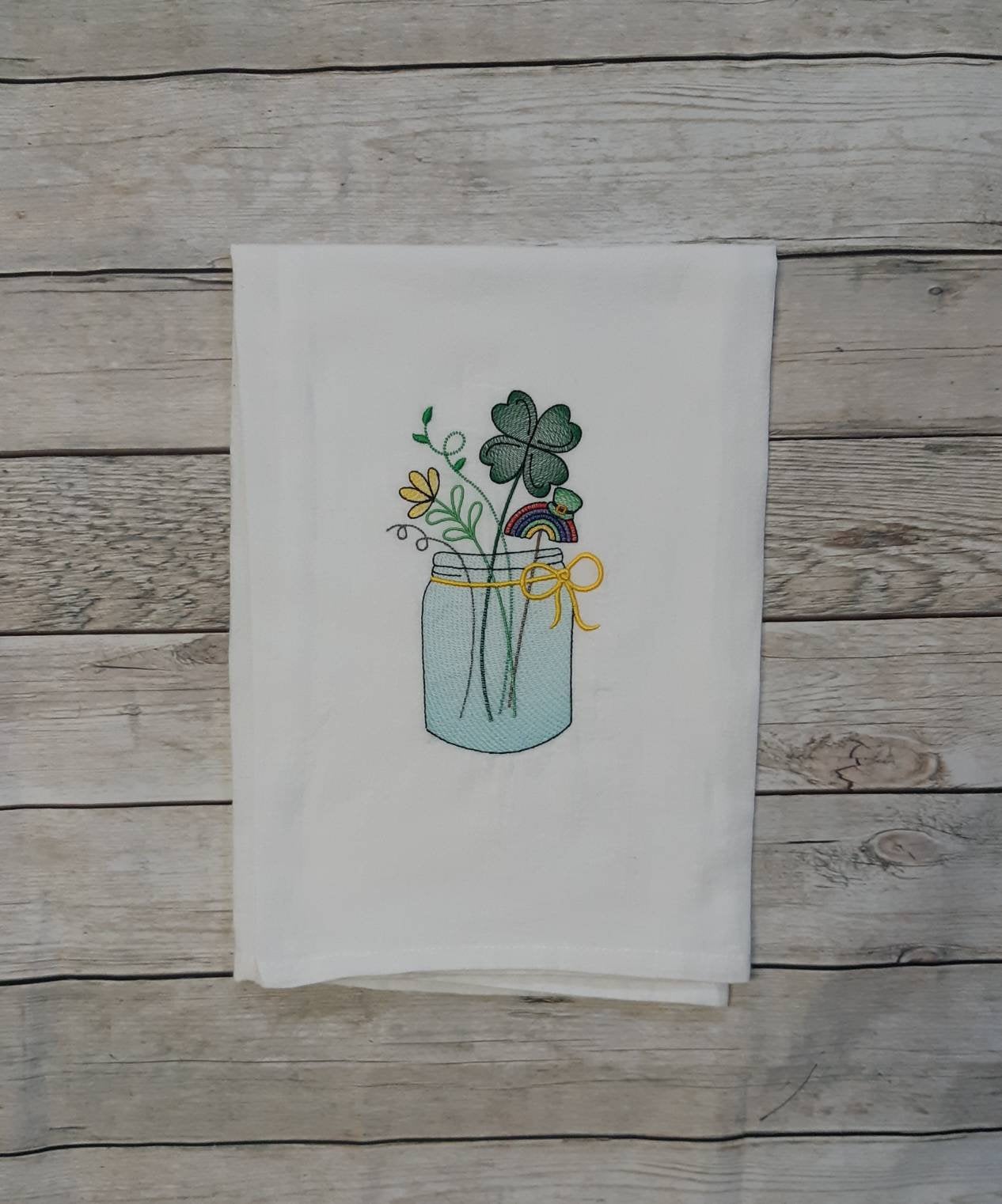 Embroidered St. Patrick's Day Flour Sack Towel