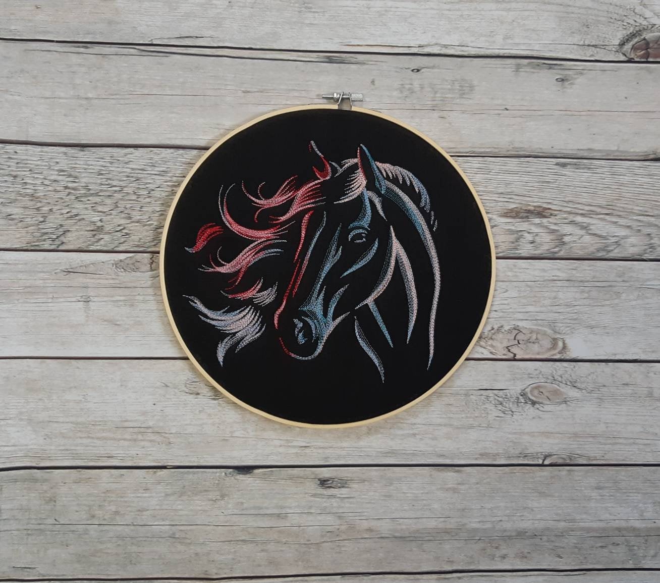 Horse Embroidered Hoop Art, 10" Hoop