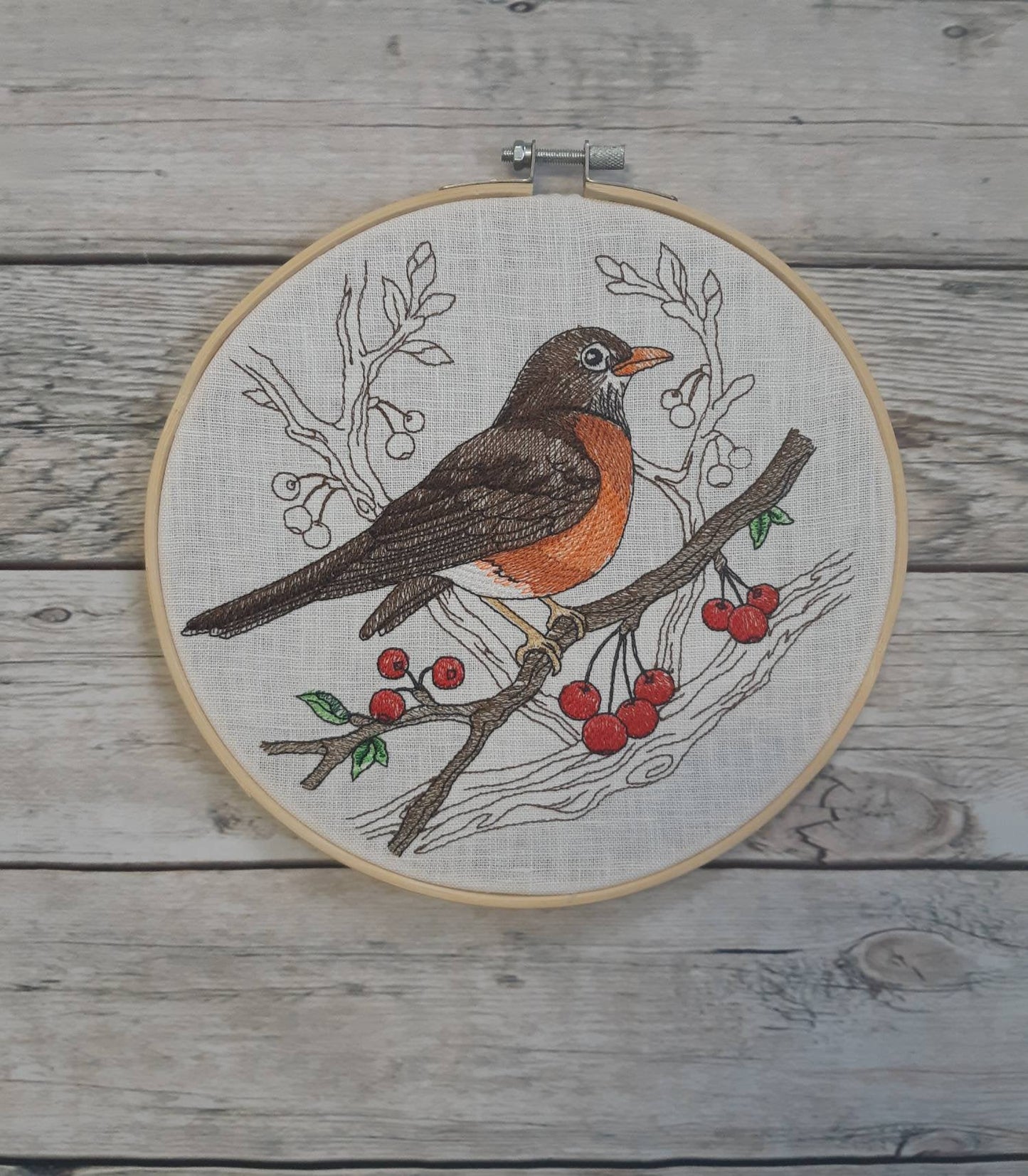 Embroidered Robin Hoop Art, 8" Hoop