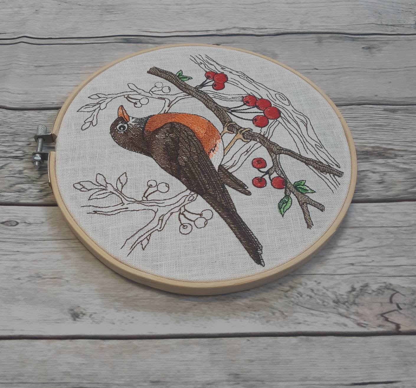 Embroidered Robin Hoop Art, 8" Hoop