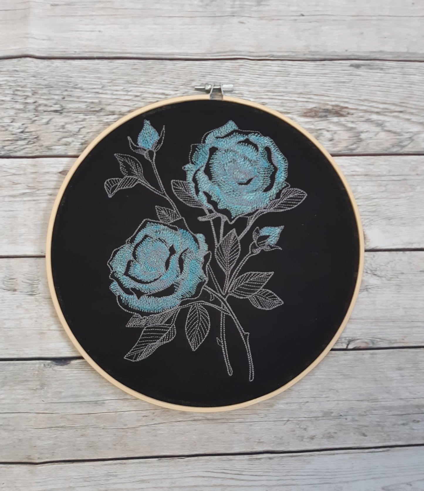 Embroidered Rose Hoop Art, 10 inch Hoop