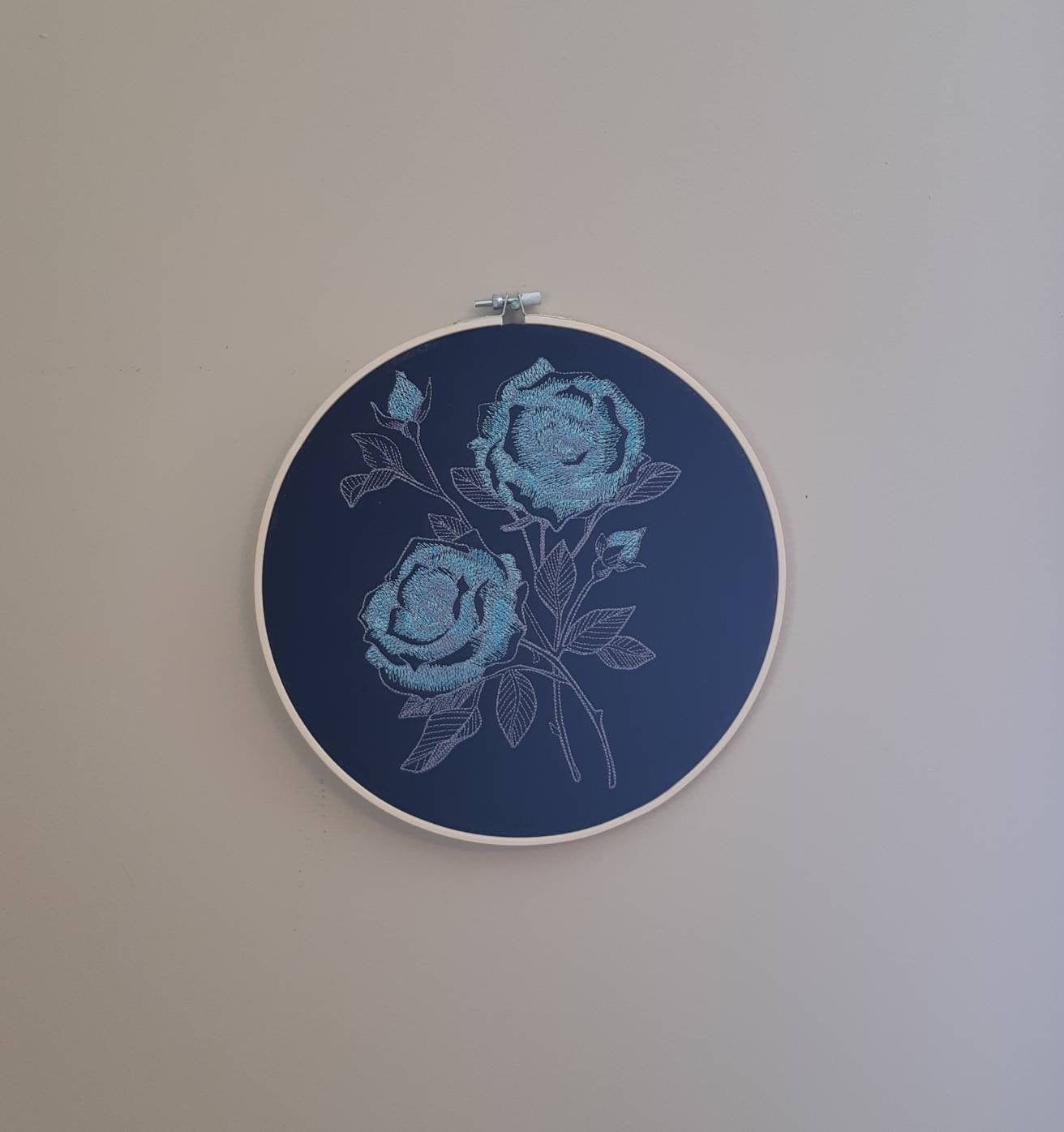 Embroidered Rose Hoop Art, 10 inch Hoop