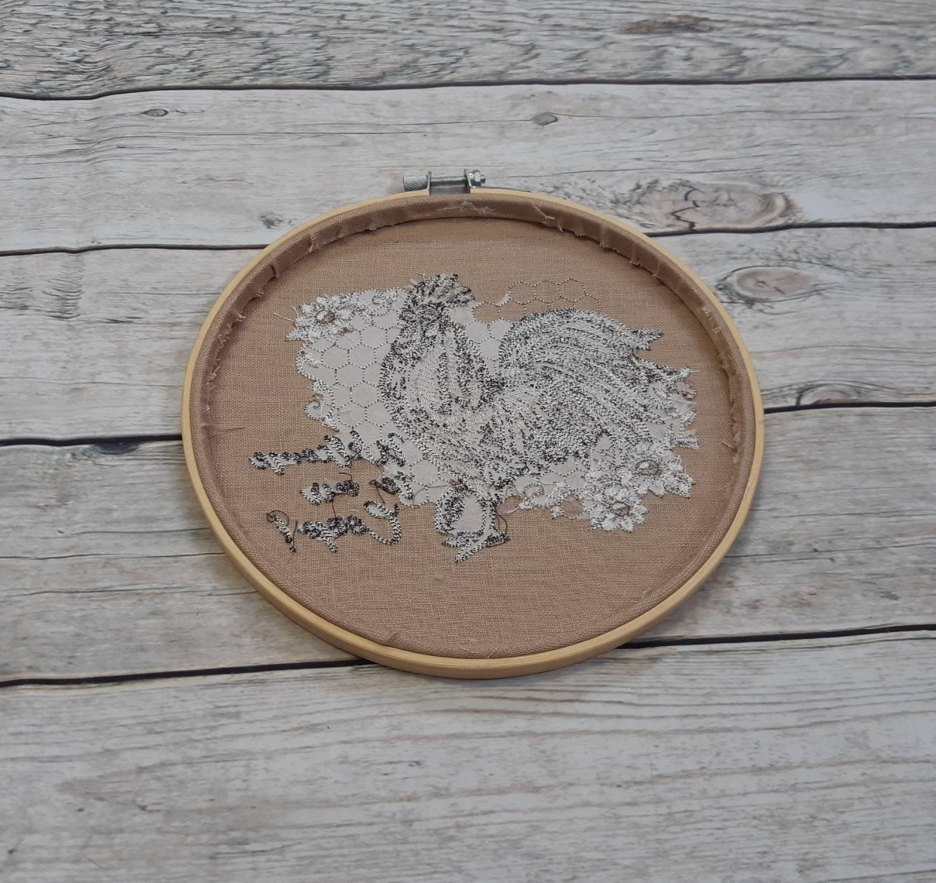 Chicken Embroidered hoop art, 8 inch hoop