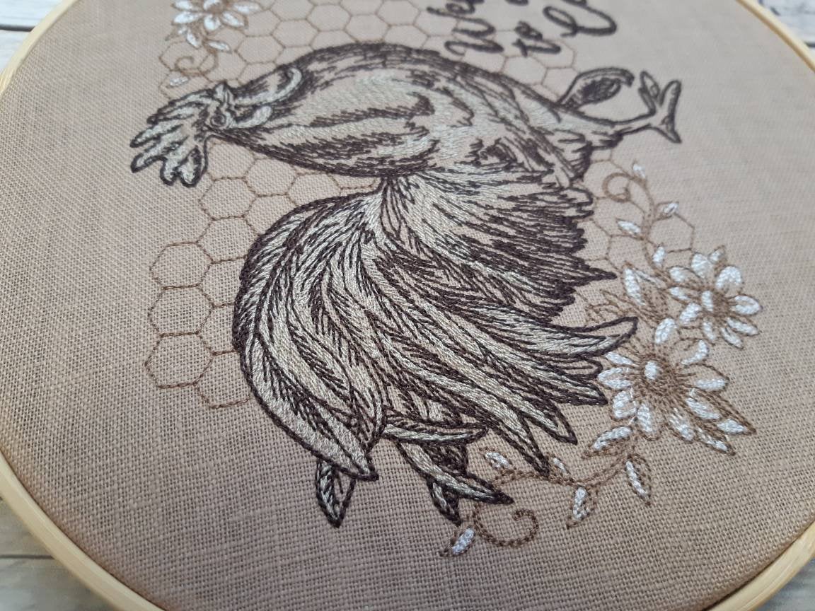 Chicken Embroidered hoop art, 8 inch hoop