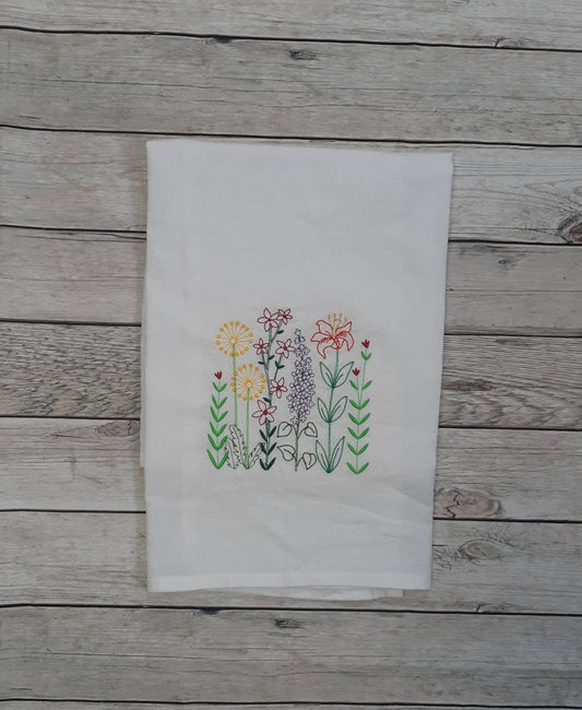 Embroidered Flower Flour Sack Towel