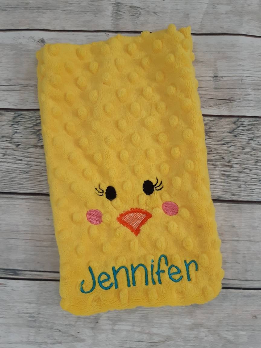 Embroidered minky chick treat bag