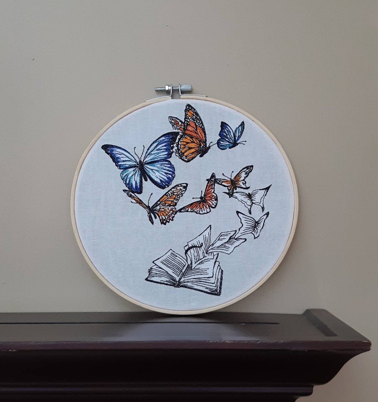 Butterfly Wall Art, 8 inch Hoop