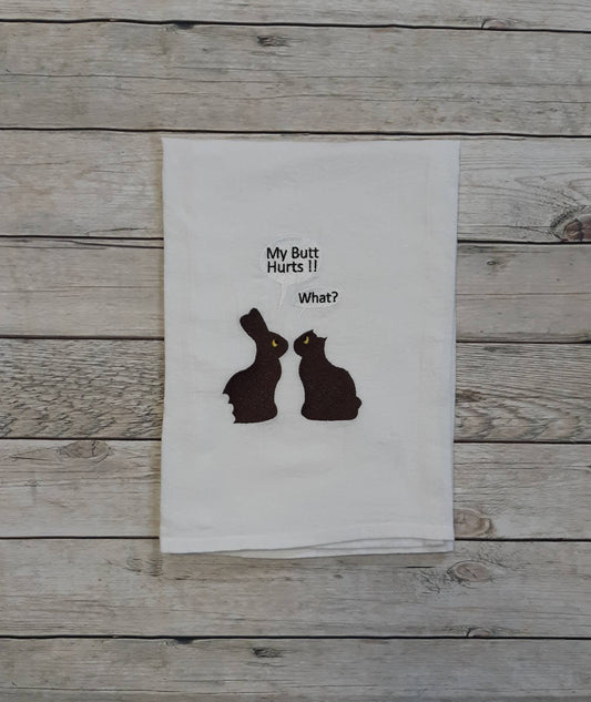 Funny Embroidered Easter Flour Sack Towel