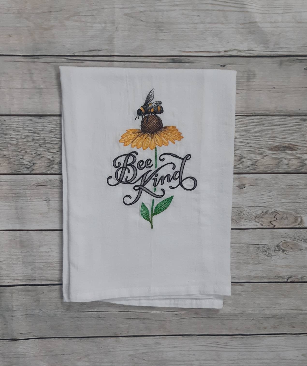 Embroidered Bee Kind Flour Sack Towel