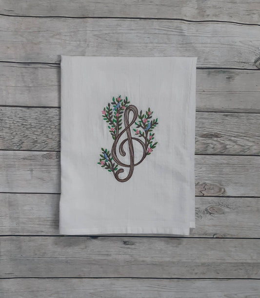 Embroidered Treble Clef Flour Sack Towel