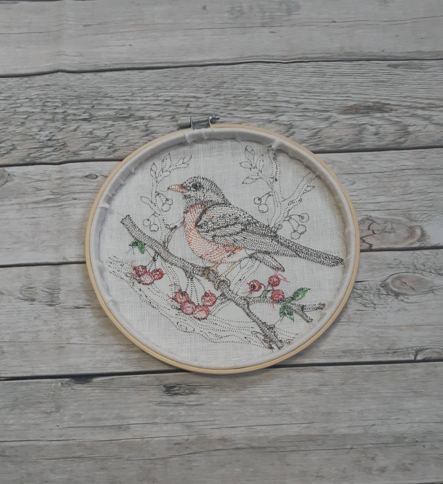 Embroidered Robin Hoop Art, 8" Hoop