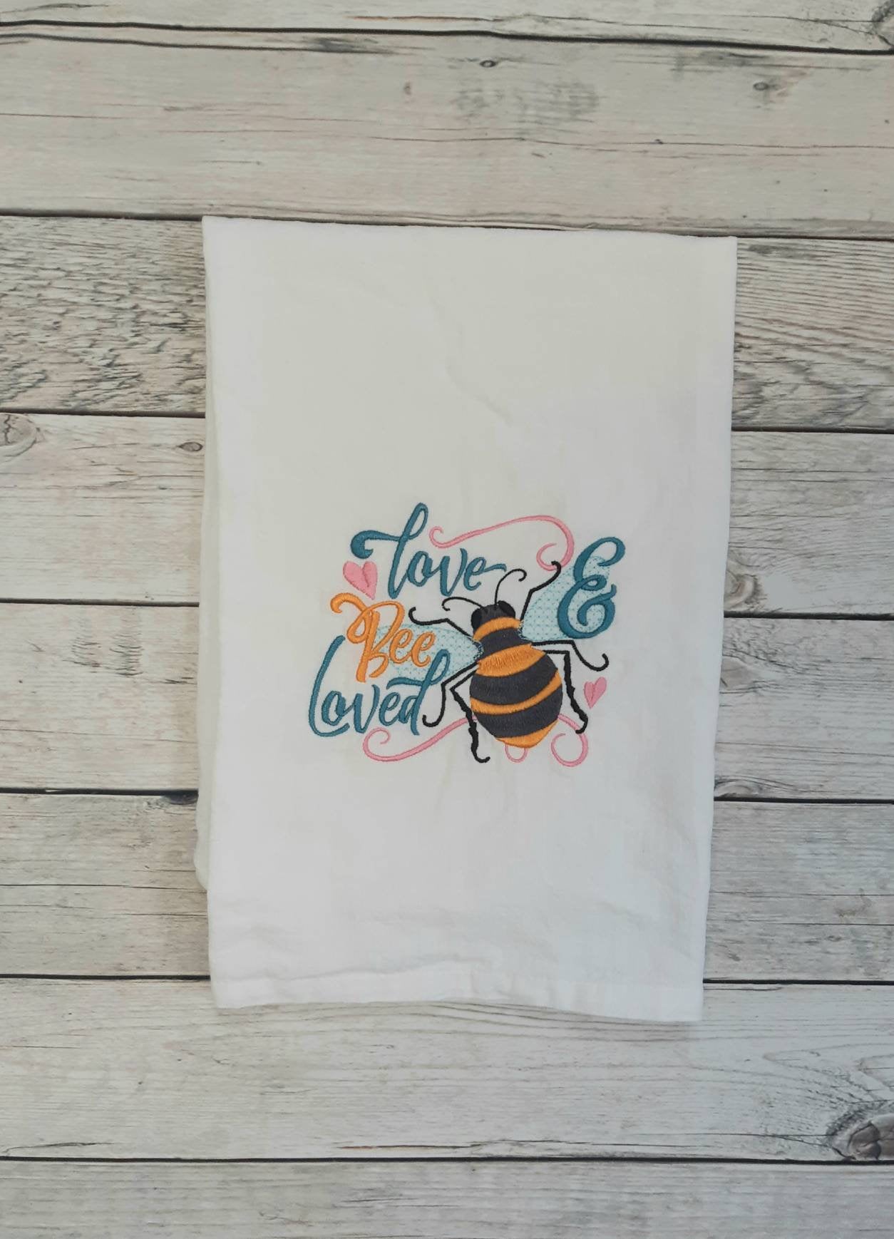 Embroidered Bee Tea Towel Set of 2