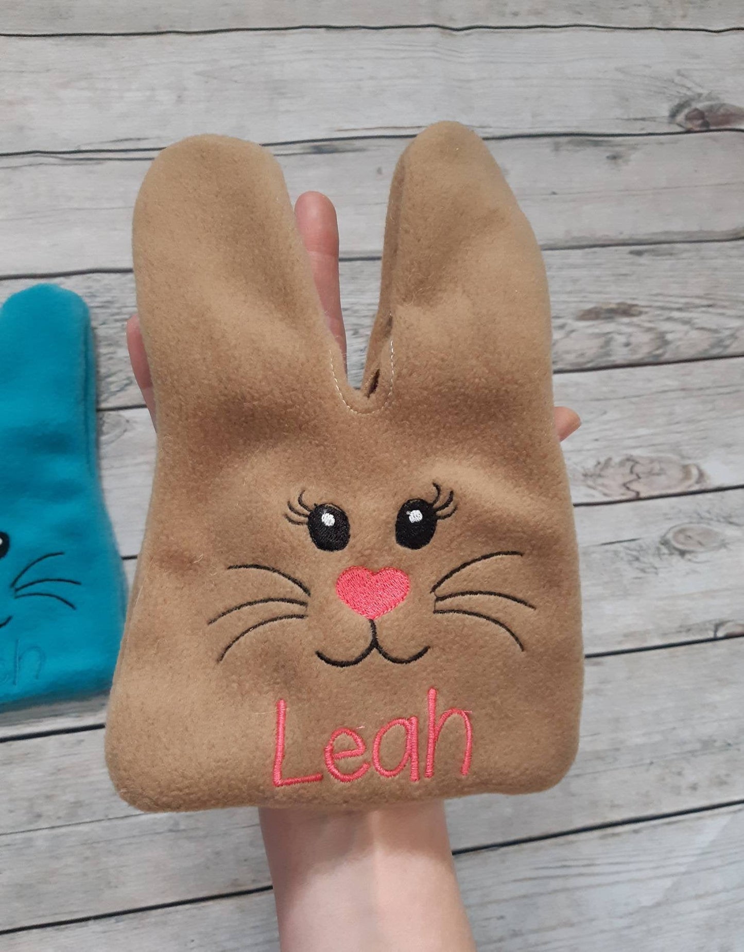 Embroidered fleece bunny treat bag