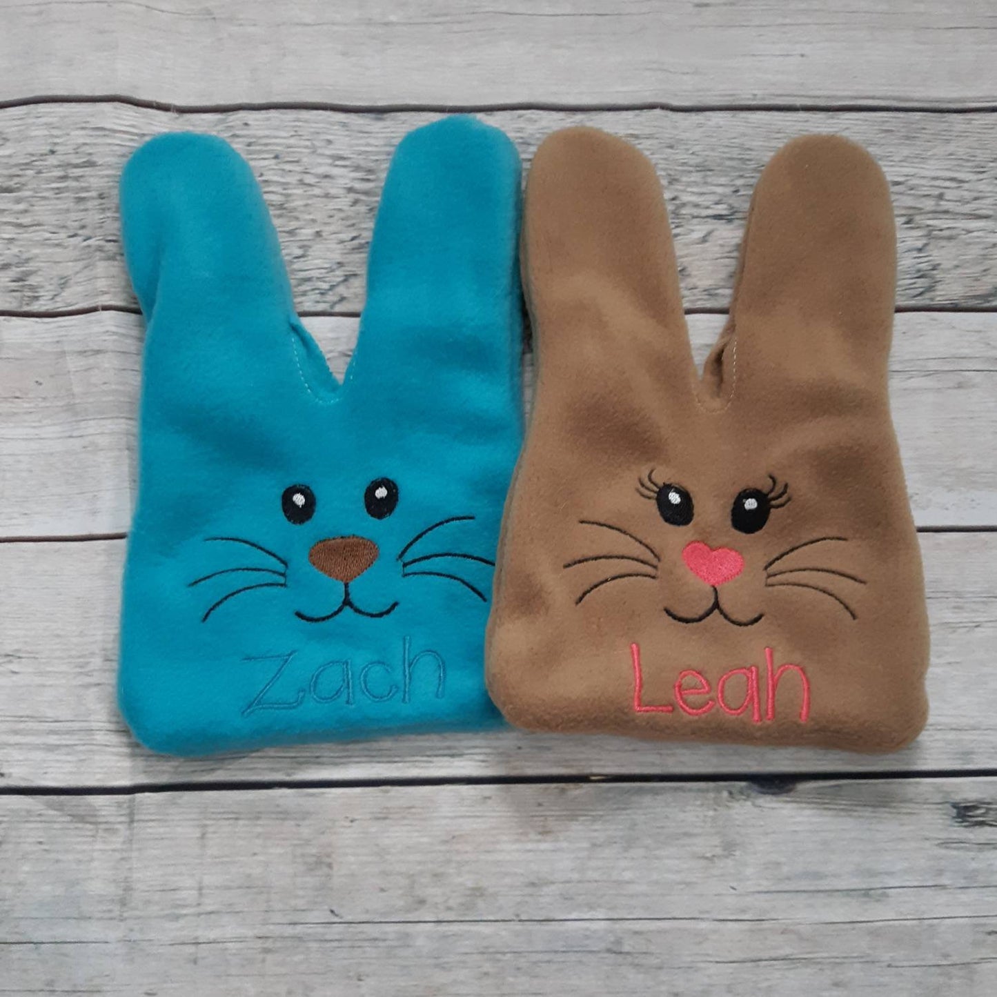 Embroidered fleece bunny treat bag