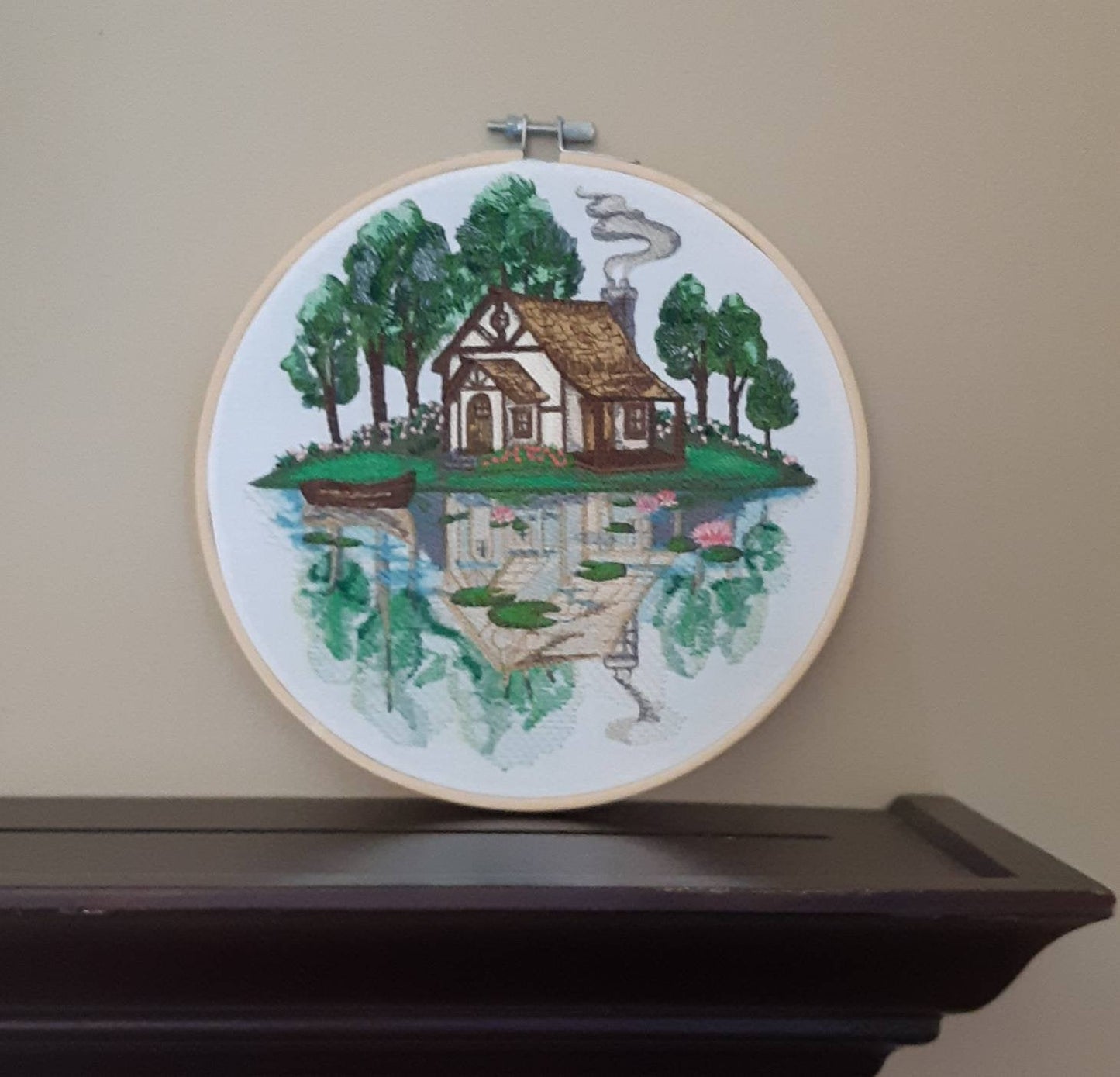 Embroidered Spring Cottage Hoop Art, 8" Hoop