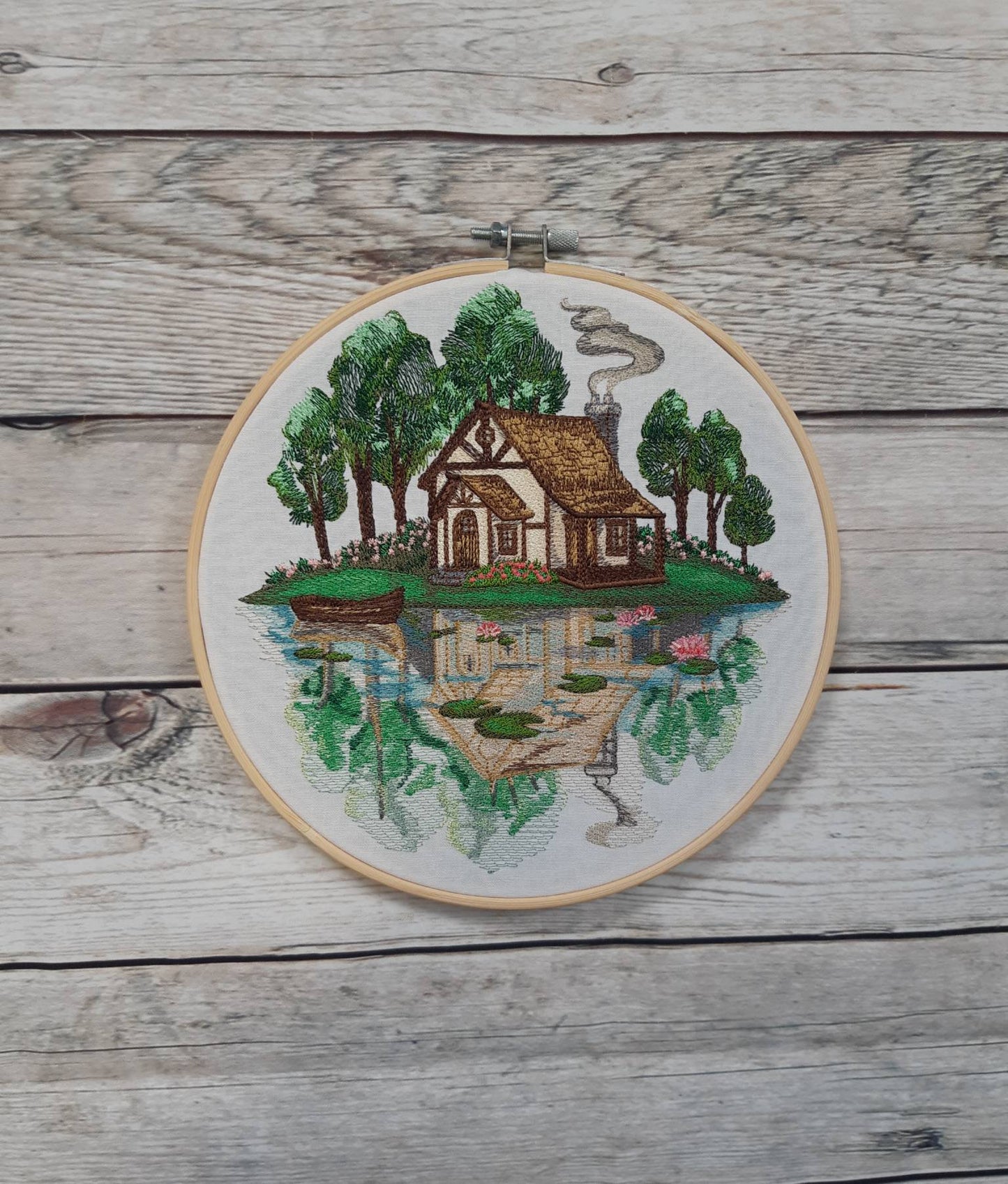 Embroidered Spring Cottage Hoop Art, 8" Hoop