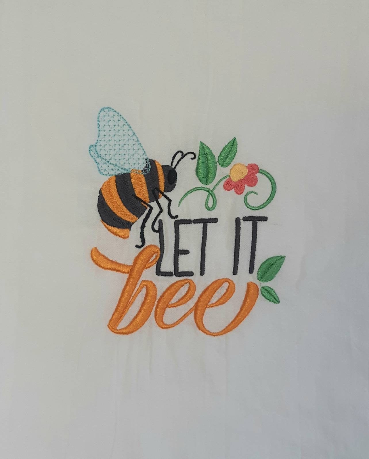 Embroidered Bee Tea Towel Set of 2