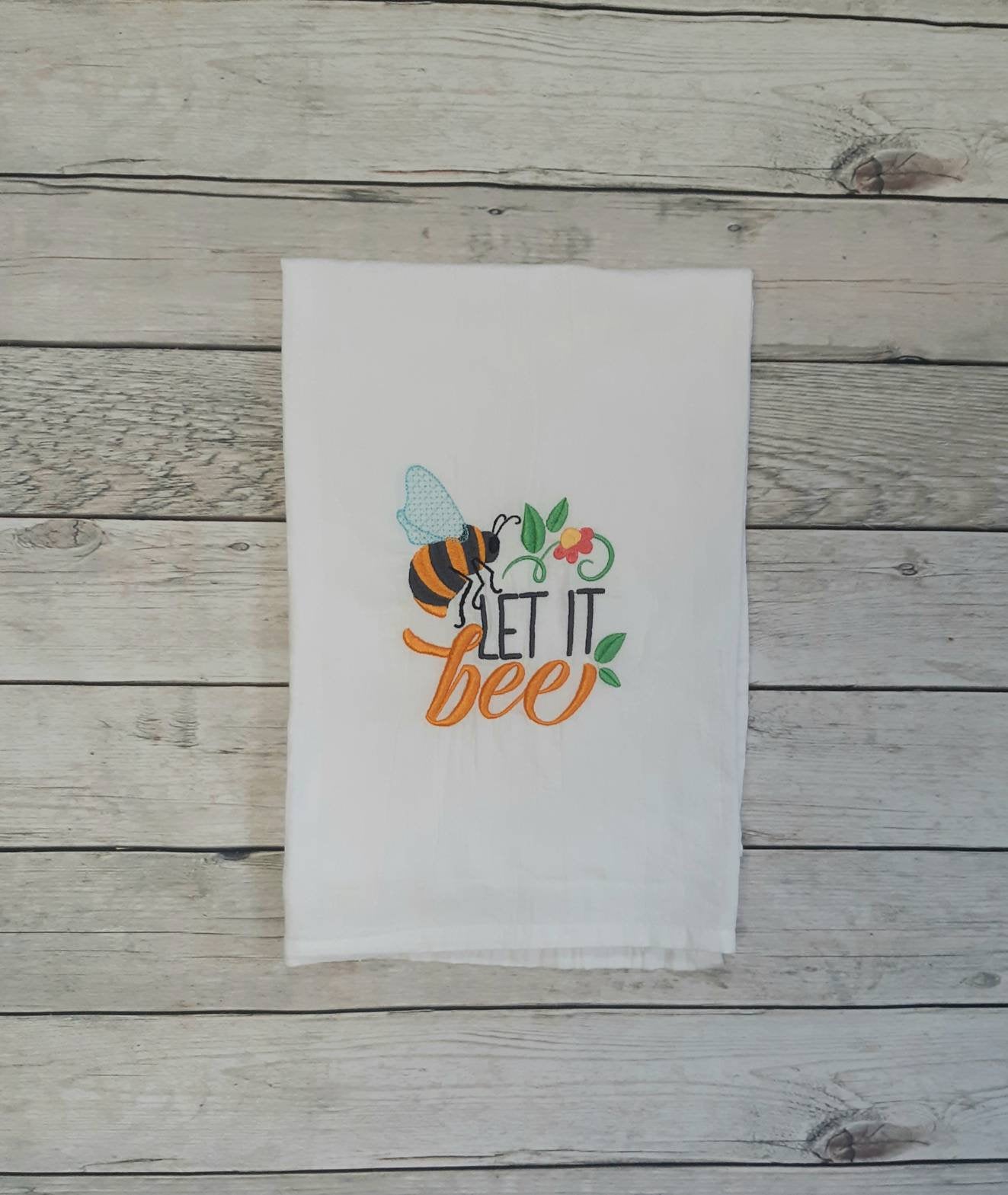 Embroidered Bee Tea Towel Set of 2